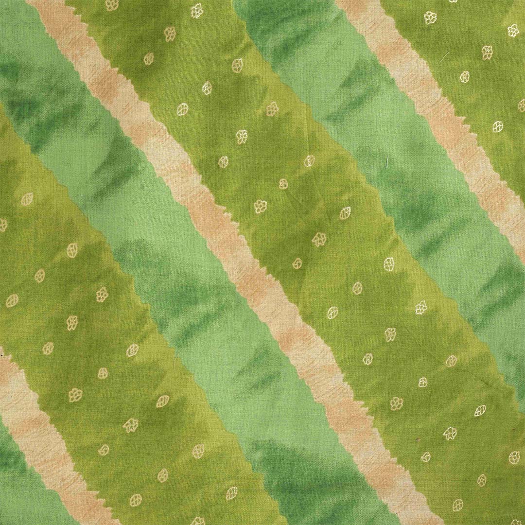 Emerald Green Leheriya Cotton Unstitched Jaipuri Suit Set With Chiffon Dupatta