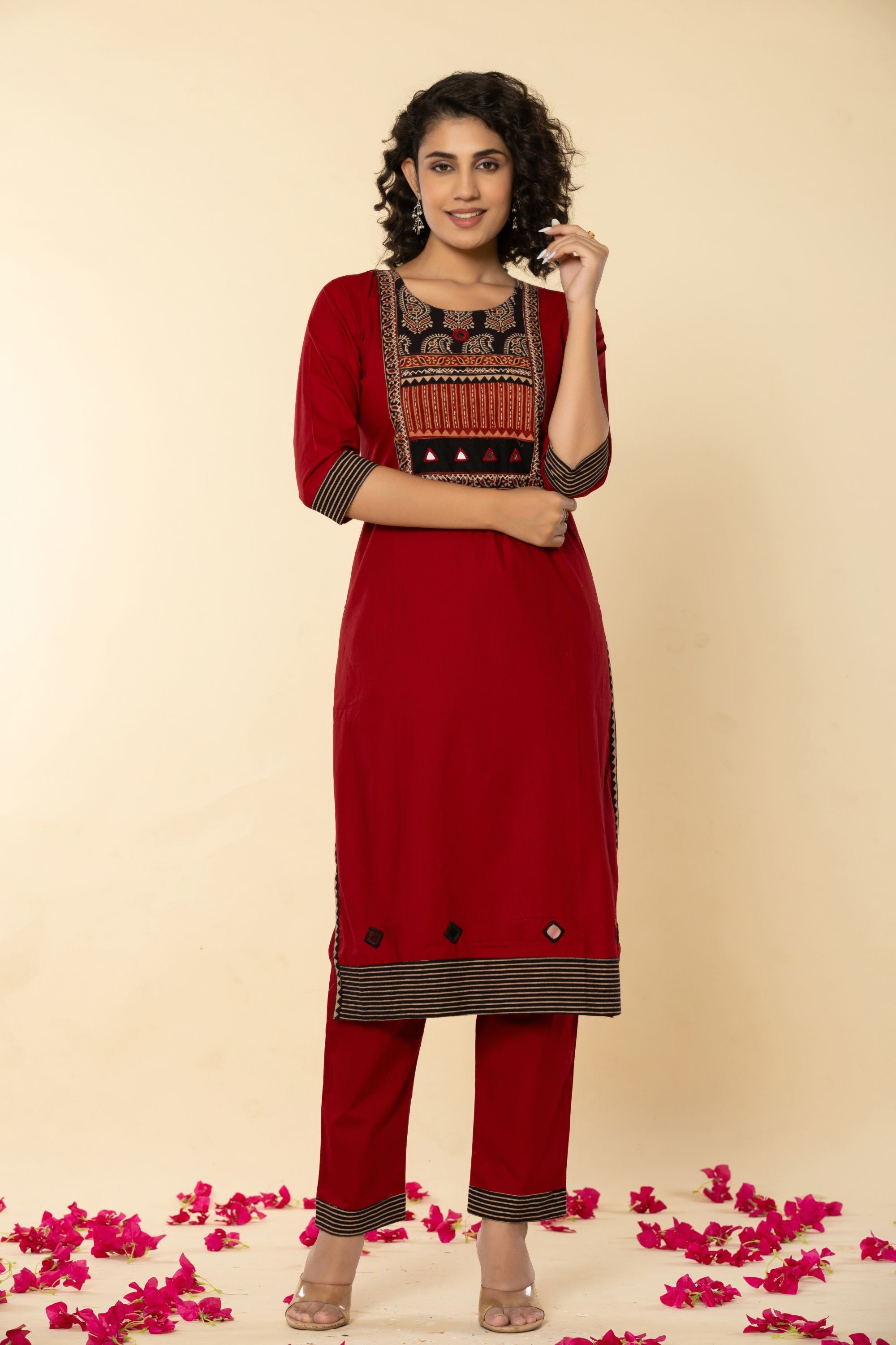 Exicuit Marron Gujrati Suit Set