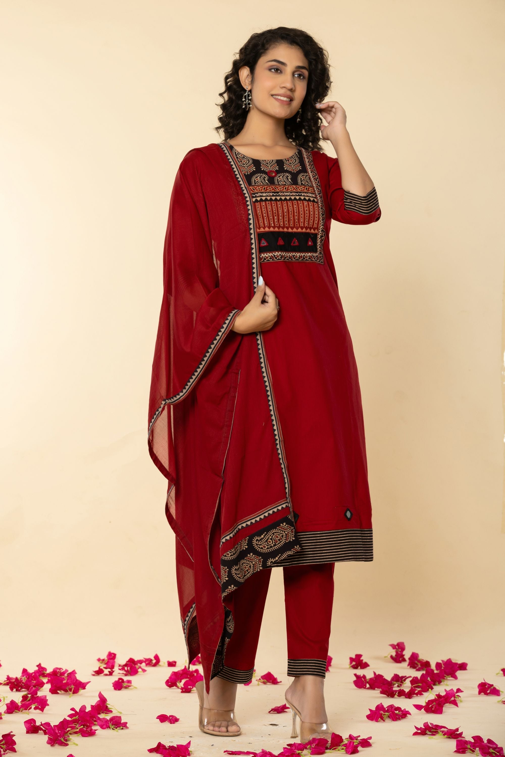 Exicuit Marron Gujrati Suit Set