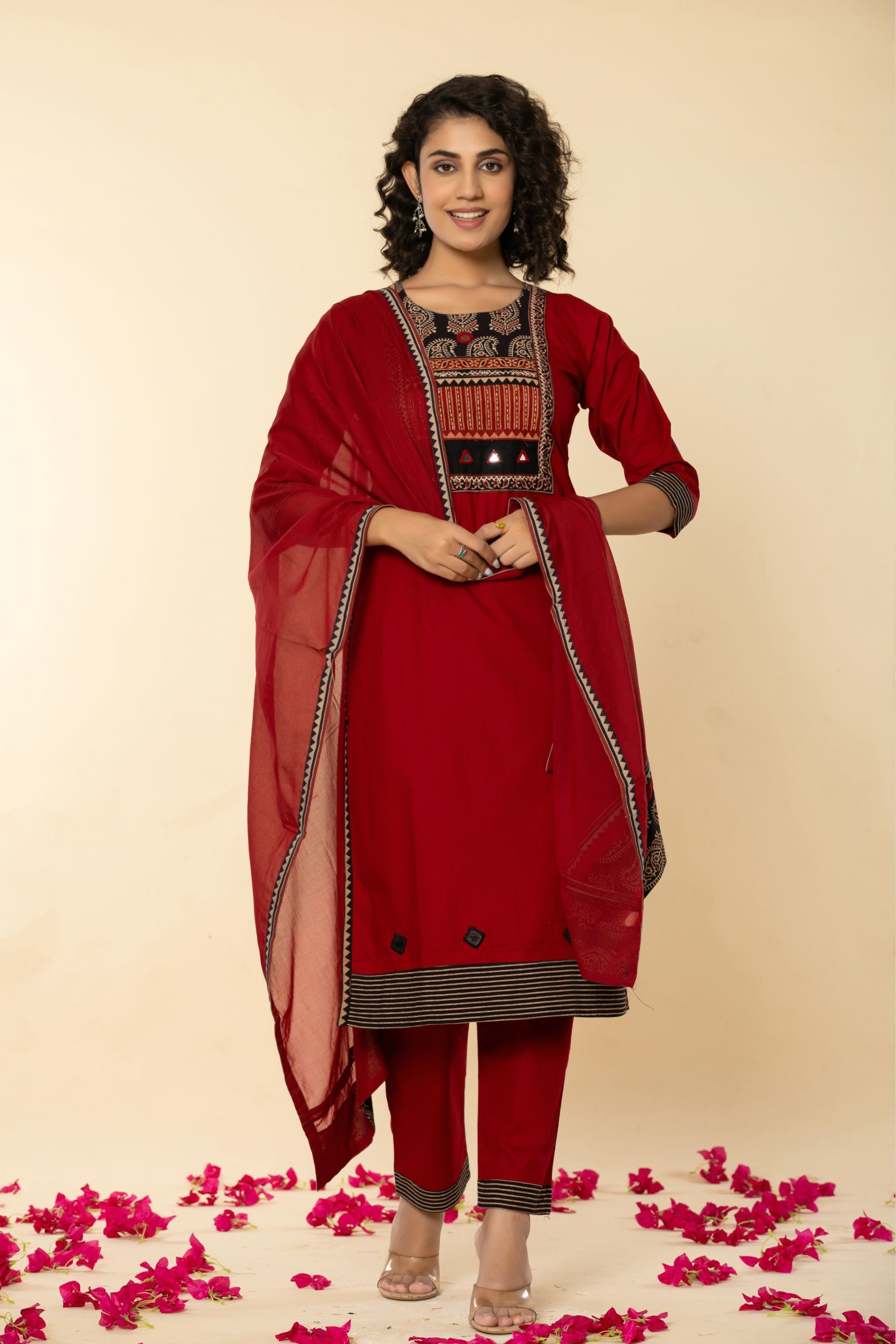 Exicuit Marron Gujrati Suit Set