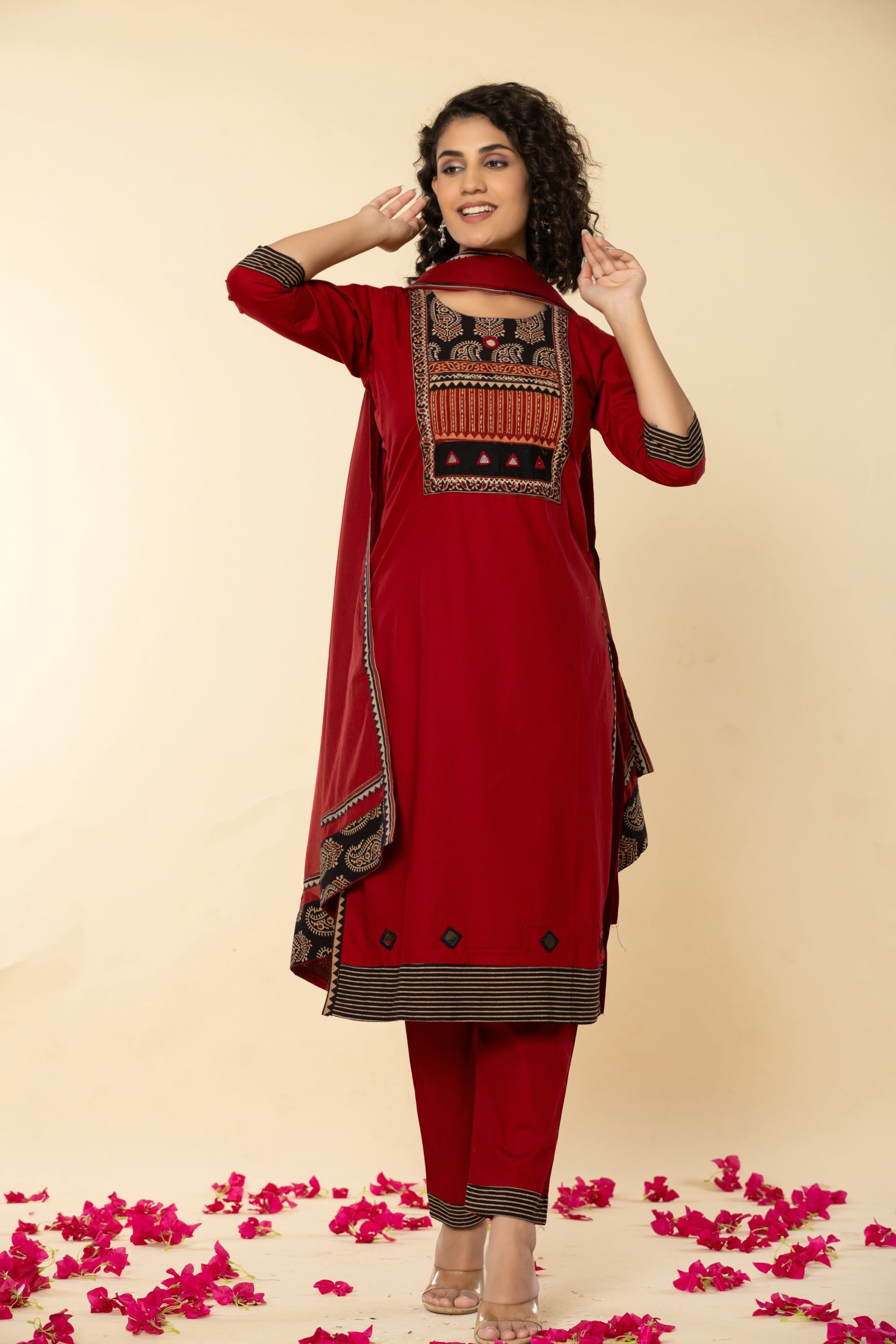 Exicuit Marron Gujrati Suit Set