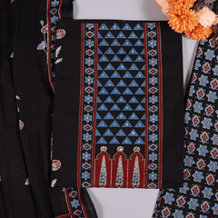 Exquisite Black Ajrak Print Cotton Suit Set