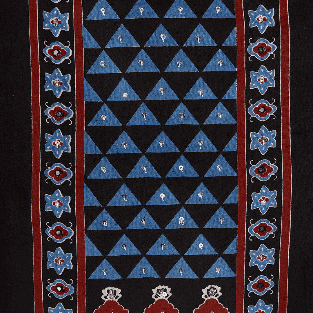 Exquisite Black Ajrak Print Cotton Unstitched Suit Set