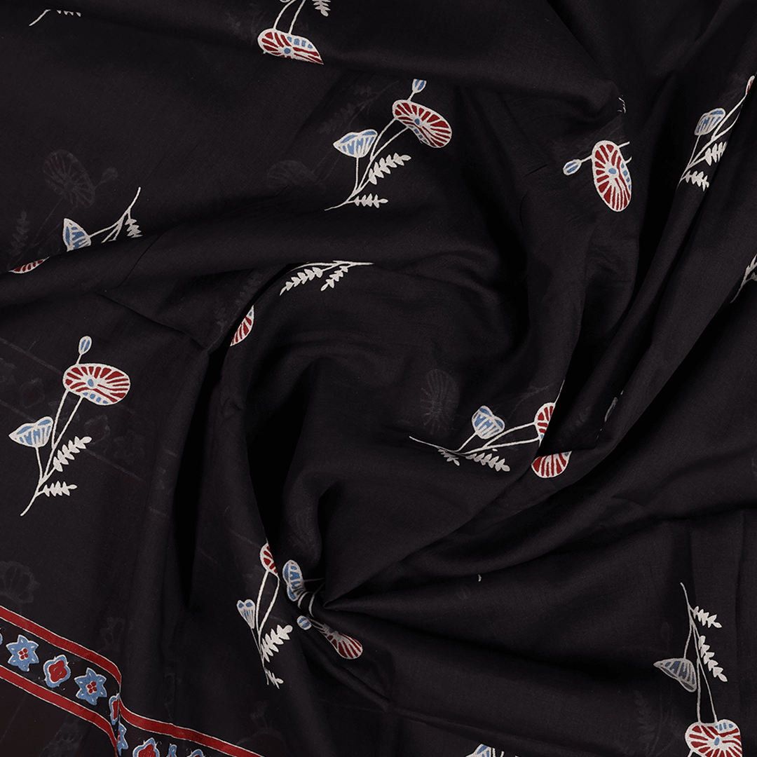 Exquisite Black Ajrak Print Cotton Unstitched Suit Set