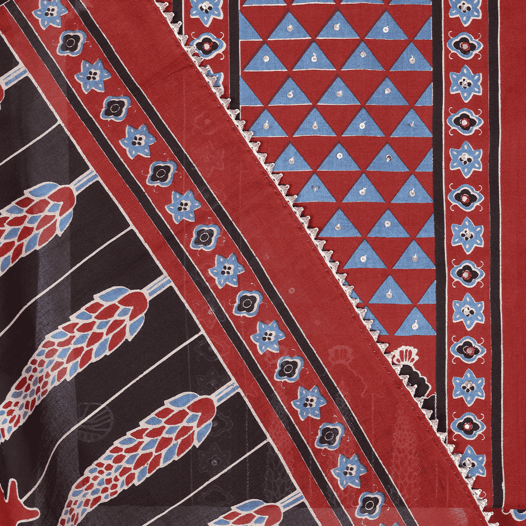 Exquisite Marron Ajrak Print Cotton Unstitched Suit Set