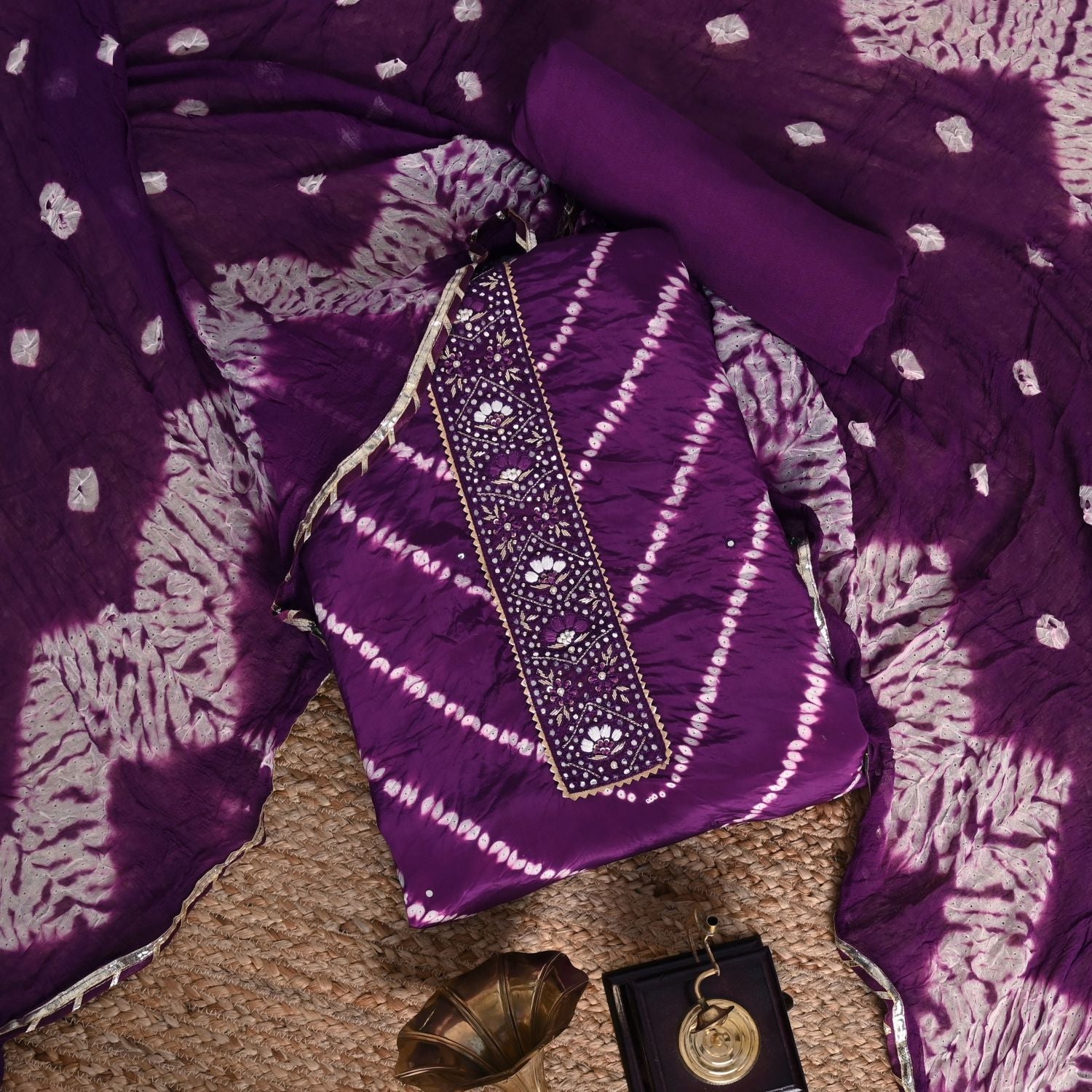Eye Cathy Purple Crepe Unstitched Salwar Suit