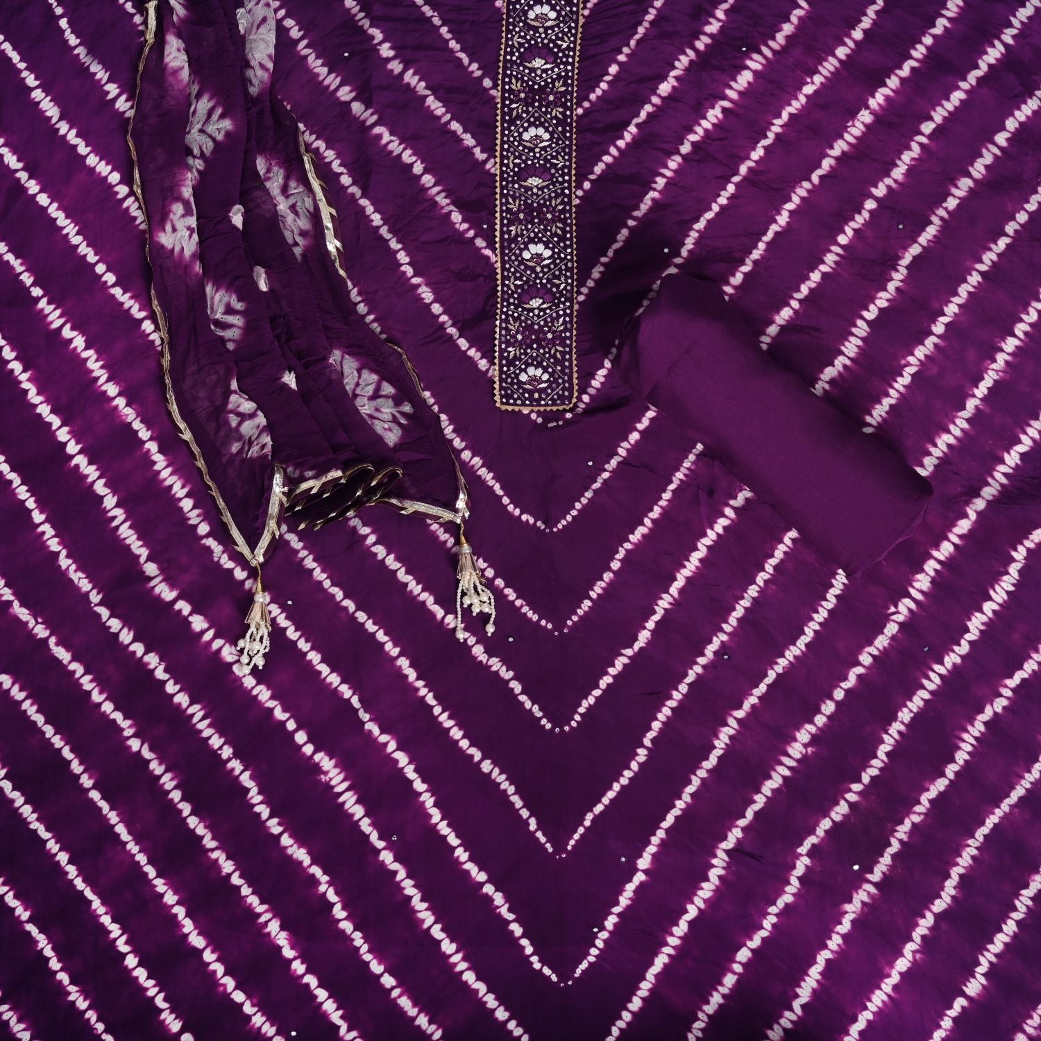 Eye Cathy Purple Crepe Unstitched Salwar Suit