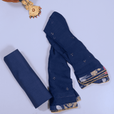 Eye Soothing Blue Cotton Unstitched Suit Set