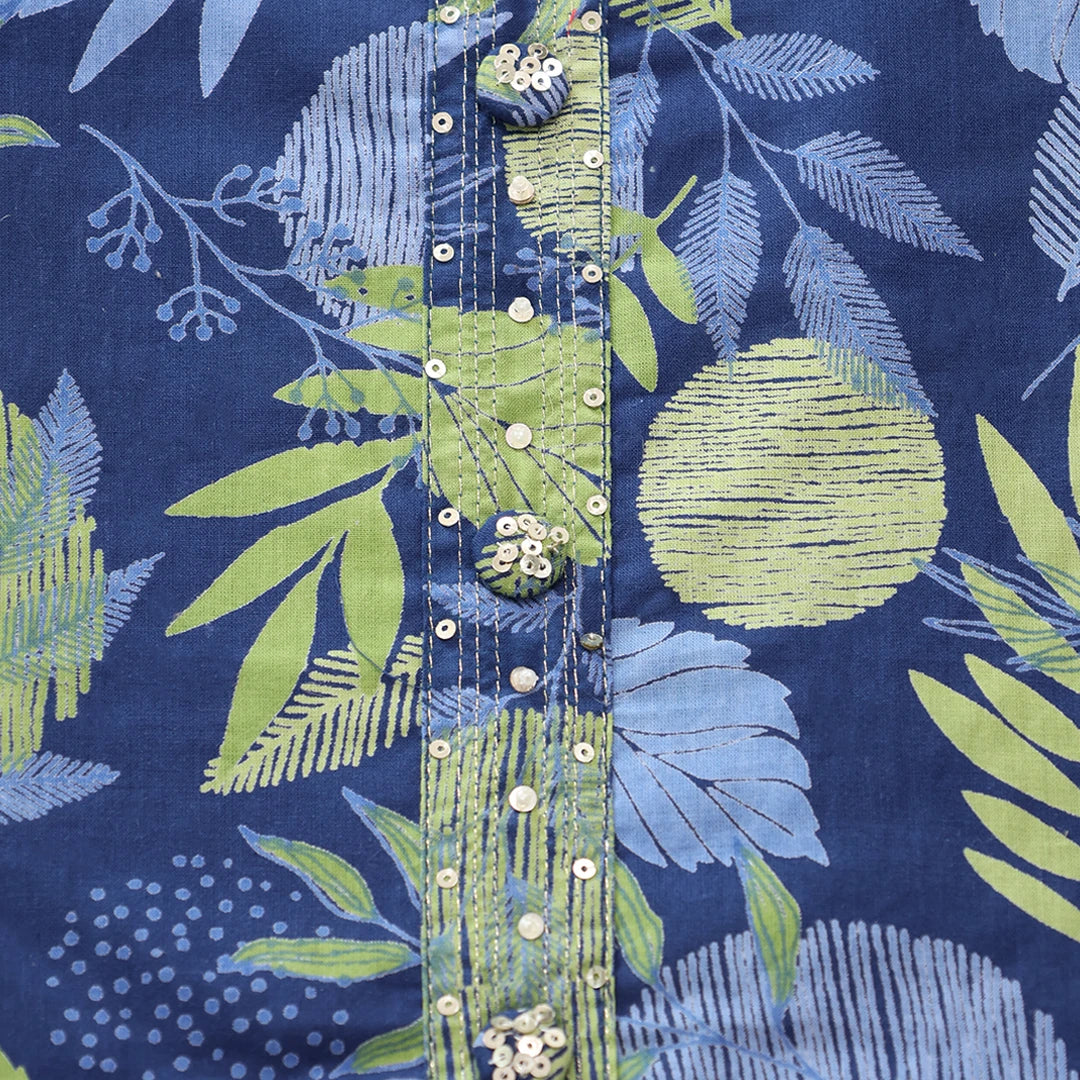 Favourite Blue Cotton Unstitched Suit Set