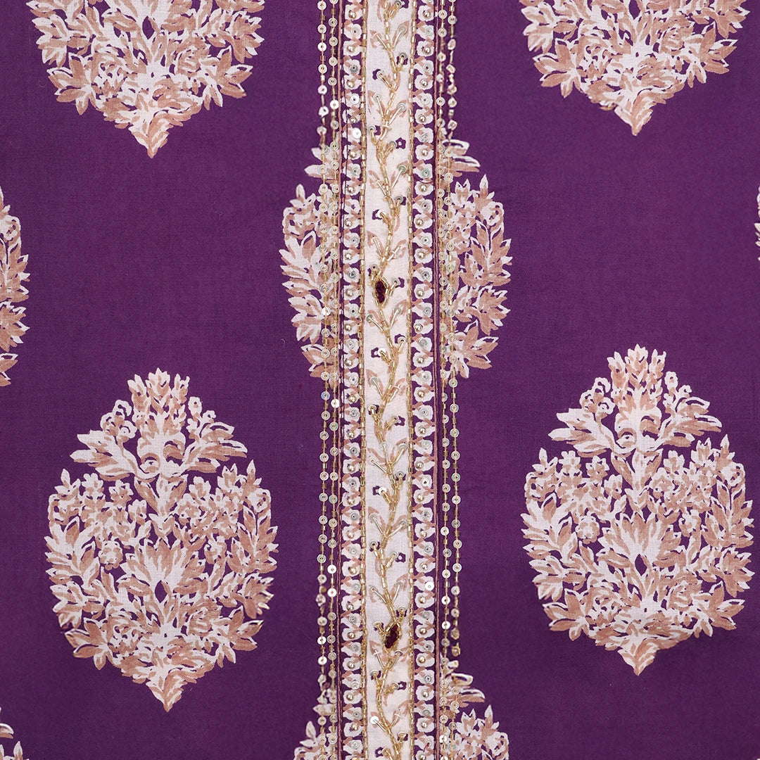 Figgy Purple Cotton Unstitched Suit Set