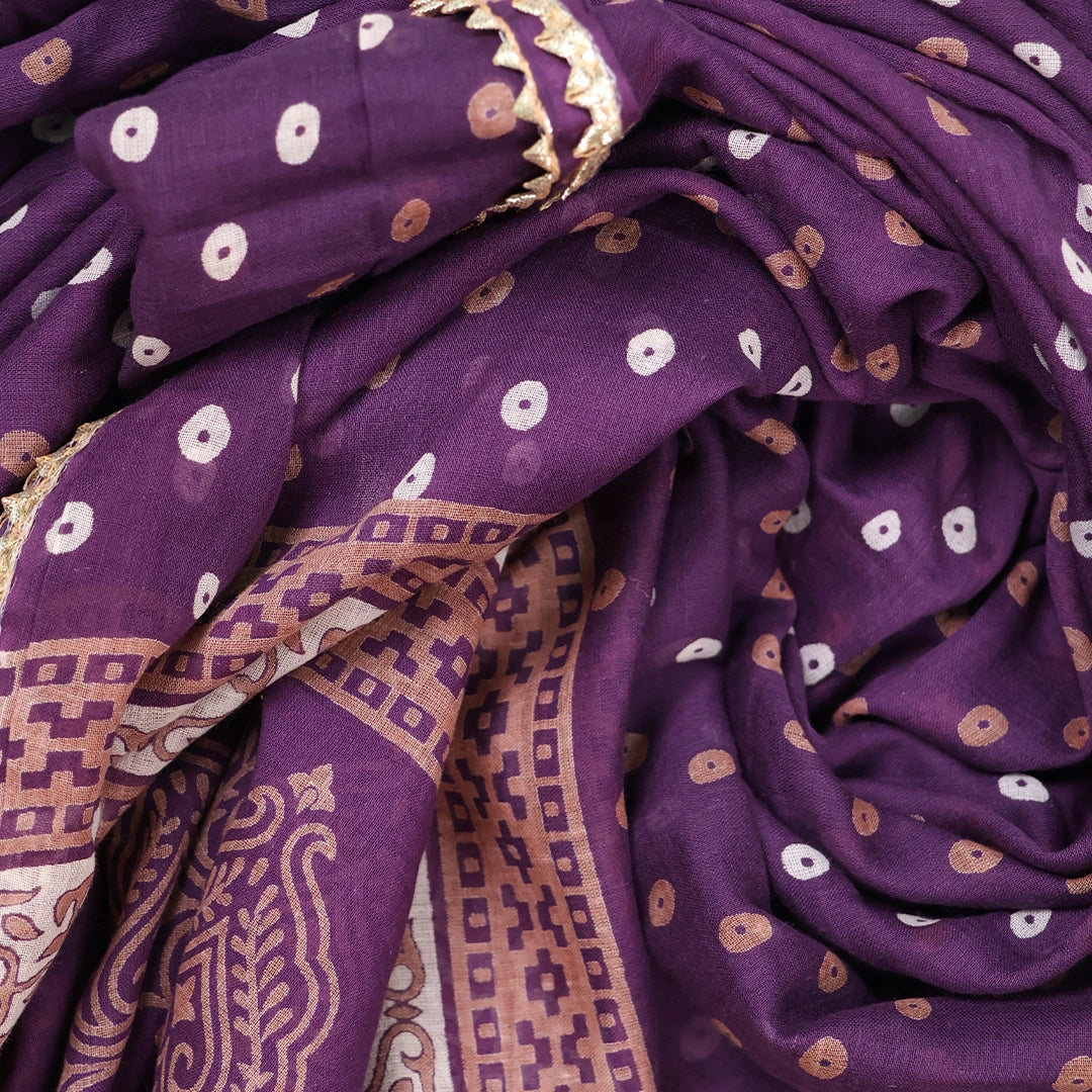 Figgy Purple Cotton Unstitched Suit Set