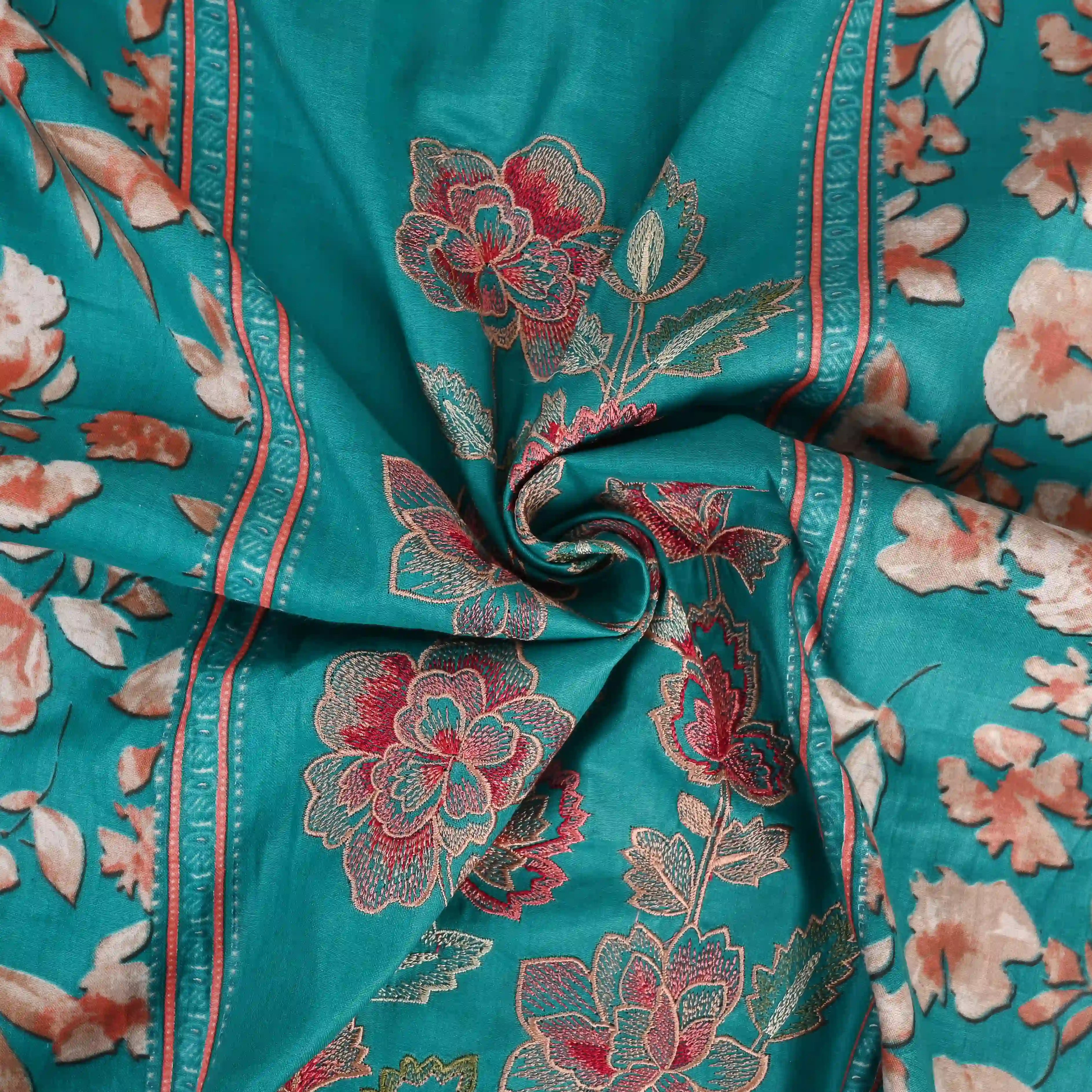 Firozi Pakistani Cotton Unstitched Suit Set