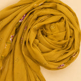 French Yellow Cotton Unstitched Suit Set
