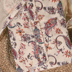 Gardenia Cream Lakai Print Cotton Unstitched Suit Set