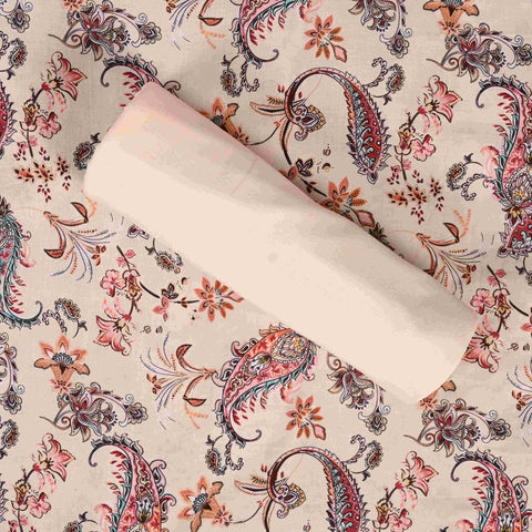 Gardenia Cream Lakai Print Cotton Unstitched Suit Set