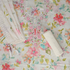 Garlic White Water Print Cotton Suit Set