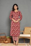 Garnet Marron Cotton Suit Set