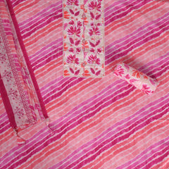 Georgia Pink Leheriya Cotton Unstitched Salwar Suit