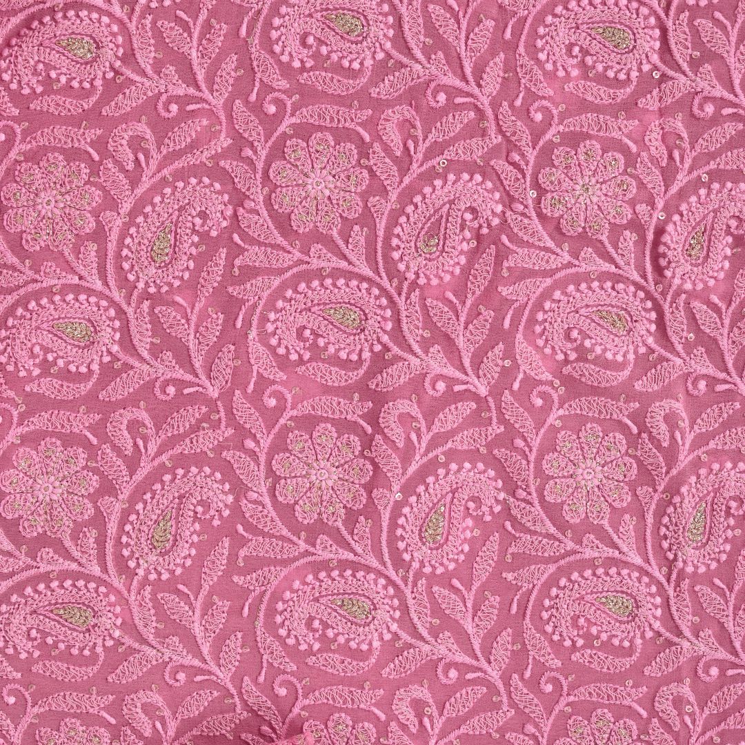 Girly Pink Georget Chikankari Unstitched Salwar Suit