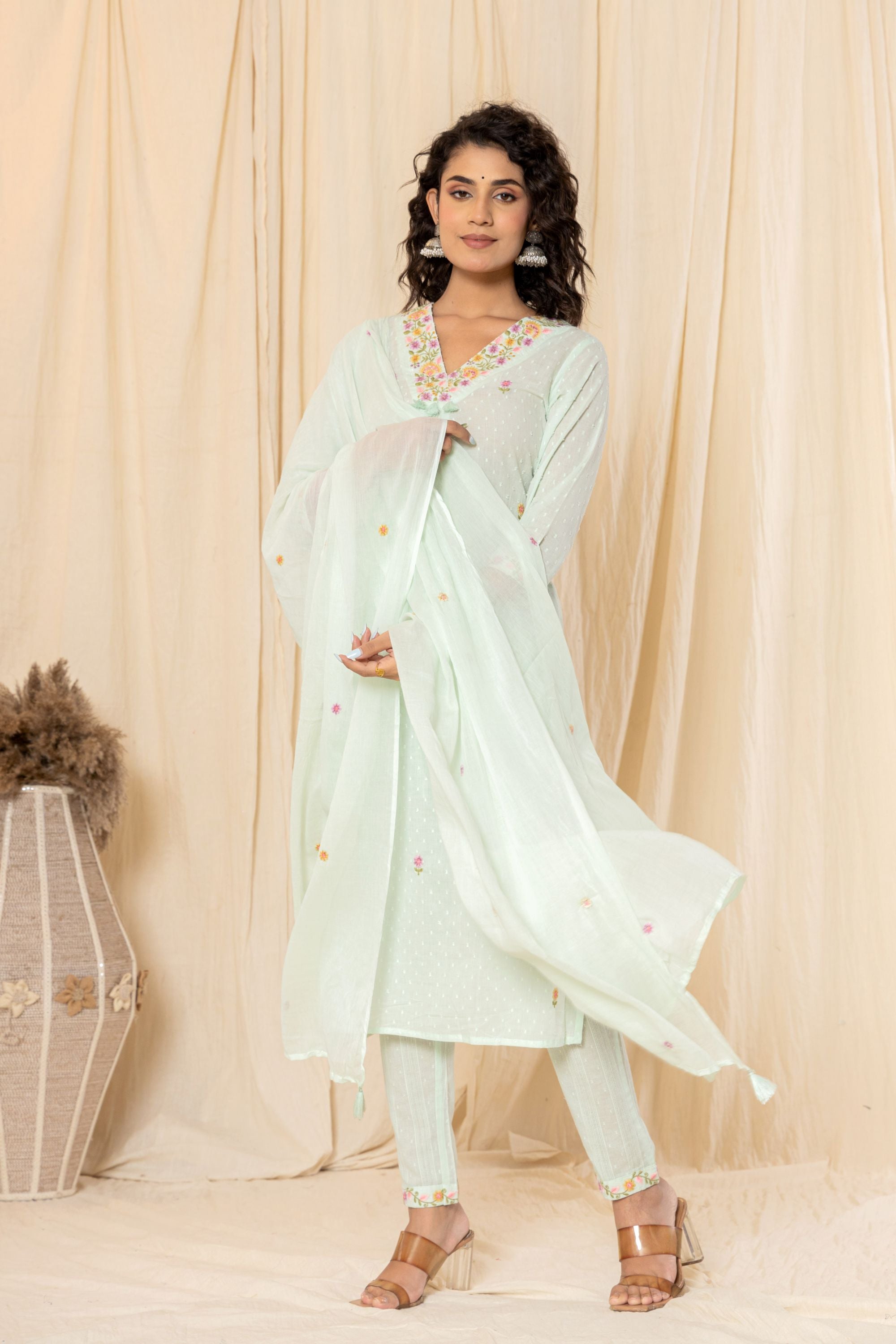 Glacial Green Cotton Suit Set