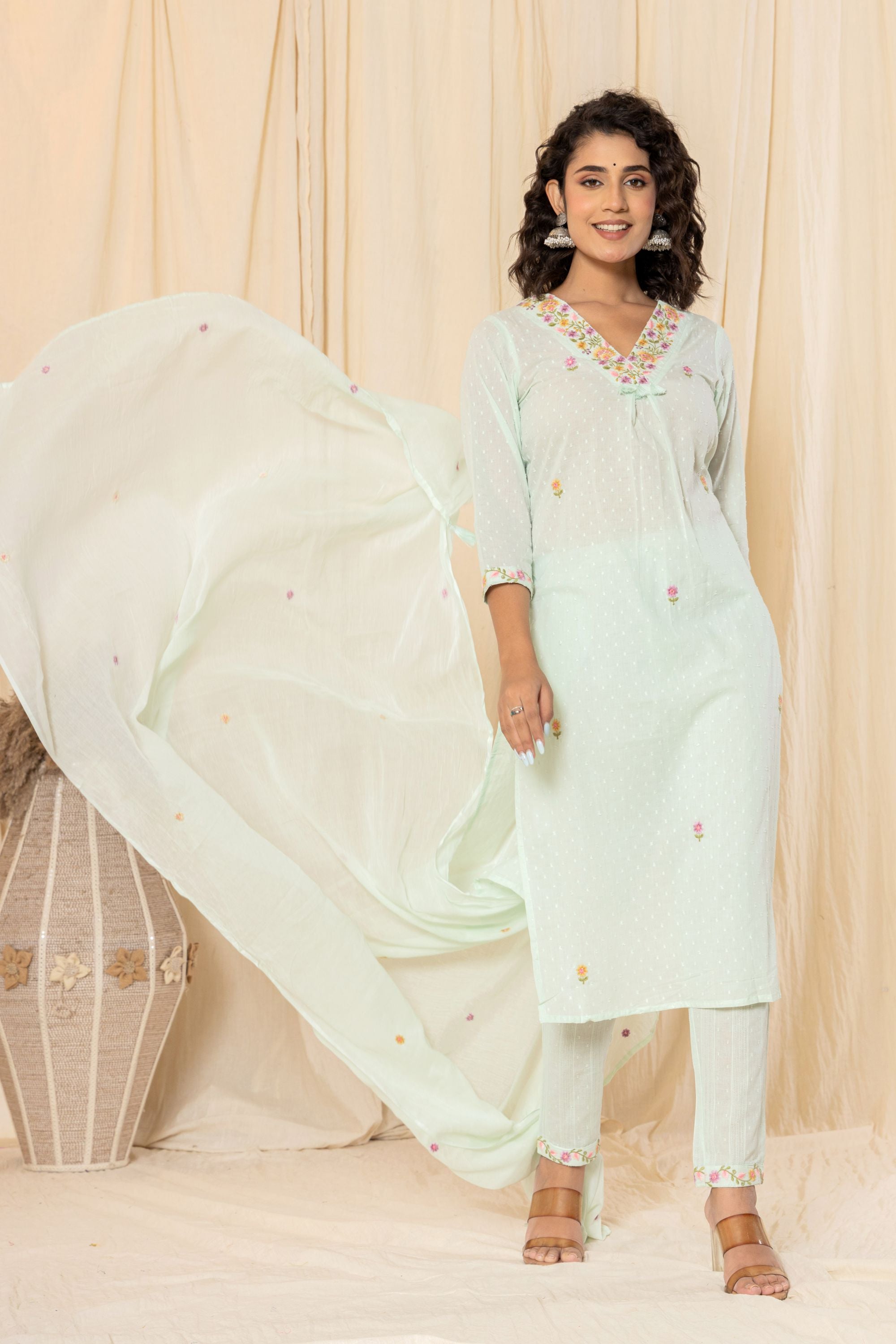 Glacial Green Cotton Suit Set