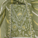 Glacial Green V Neck Cotton Unstitched Suit Set