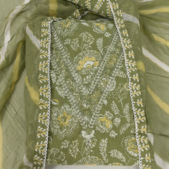 Glacial Green V Neck Cotton Suit Set