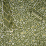 Glacial Green V Neck Cotton Unstitched Suit Set