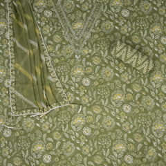 Glacial Green V Neck Cotton Suit Set