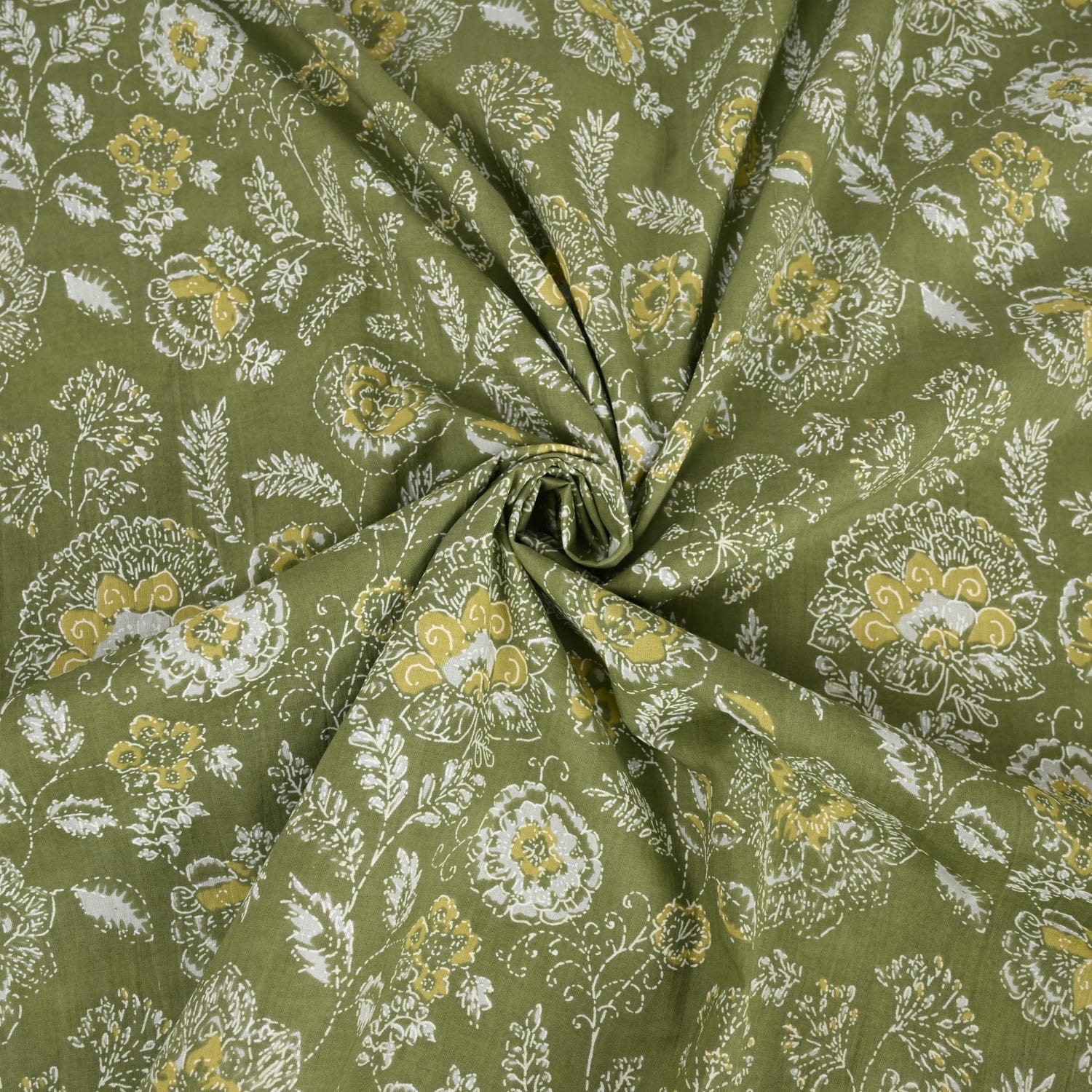 Glacial Green V Neck Cotton Unstitched Suit Set