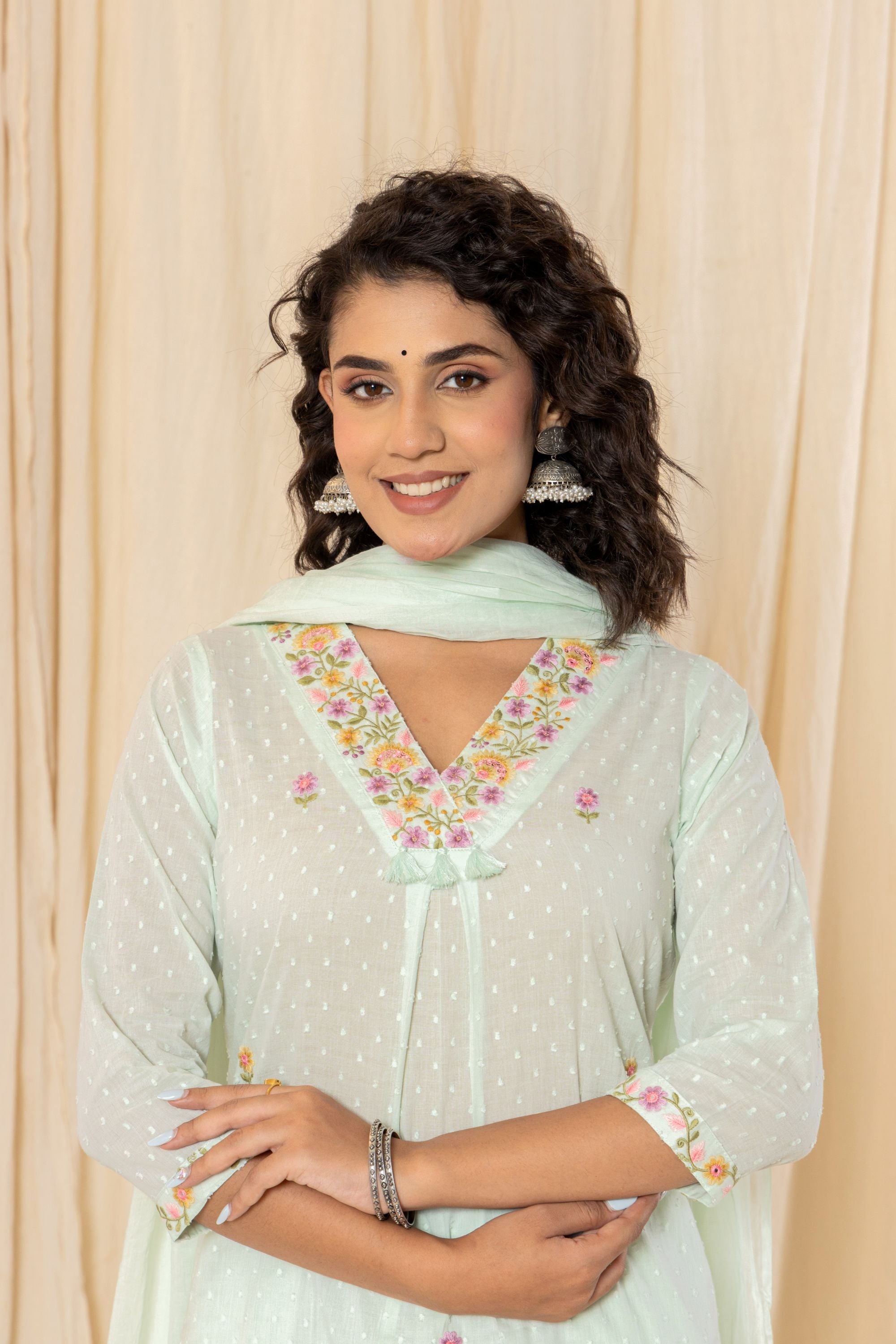 Glacial Green Cotton Suit Set