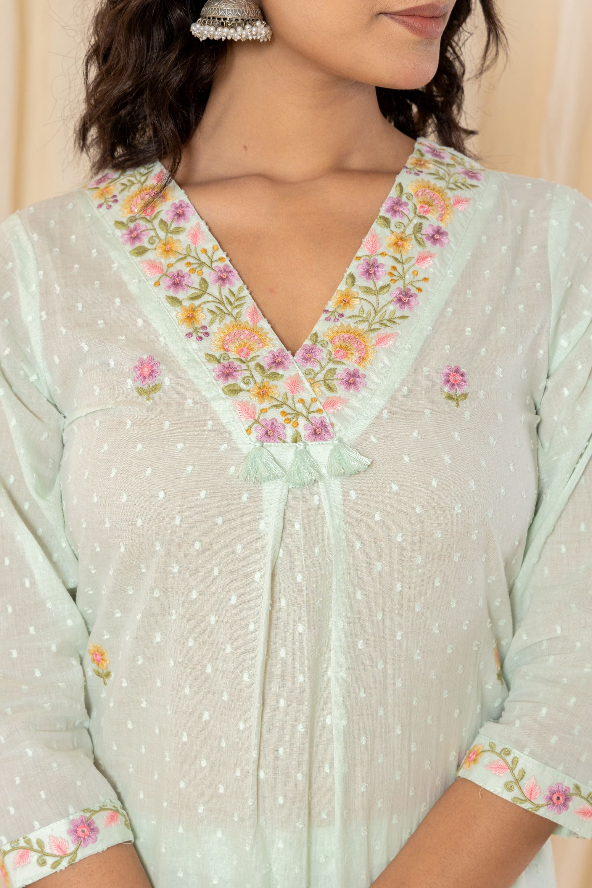 Glacial Green Cotton Suit Set