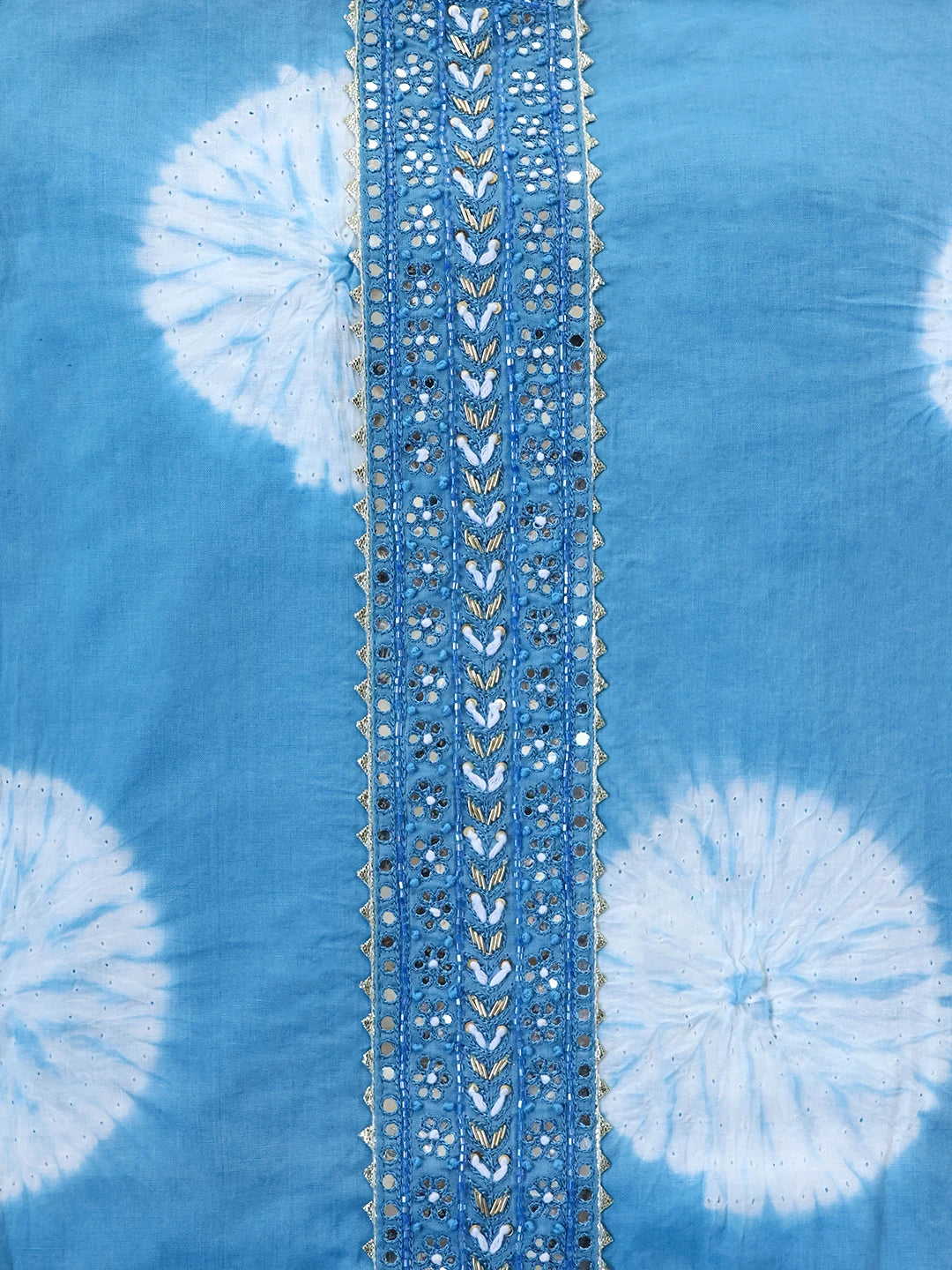 Glacious Blue Tye-Dye Cotton Unstitched Suit Set