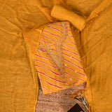 Gold Leheriya Muslin Unstitched Salwar Suit