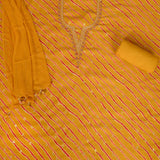 Gold Leheriya Muslin Unstitched Salwar Suit