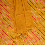 Gold Leheriya Muslin Unstitched Salwar Suit