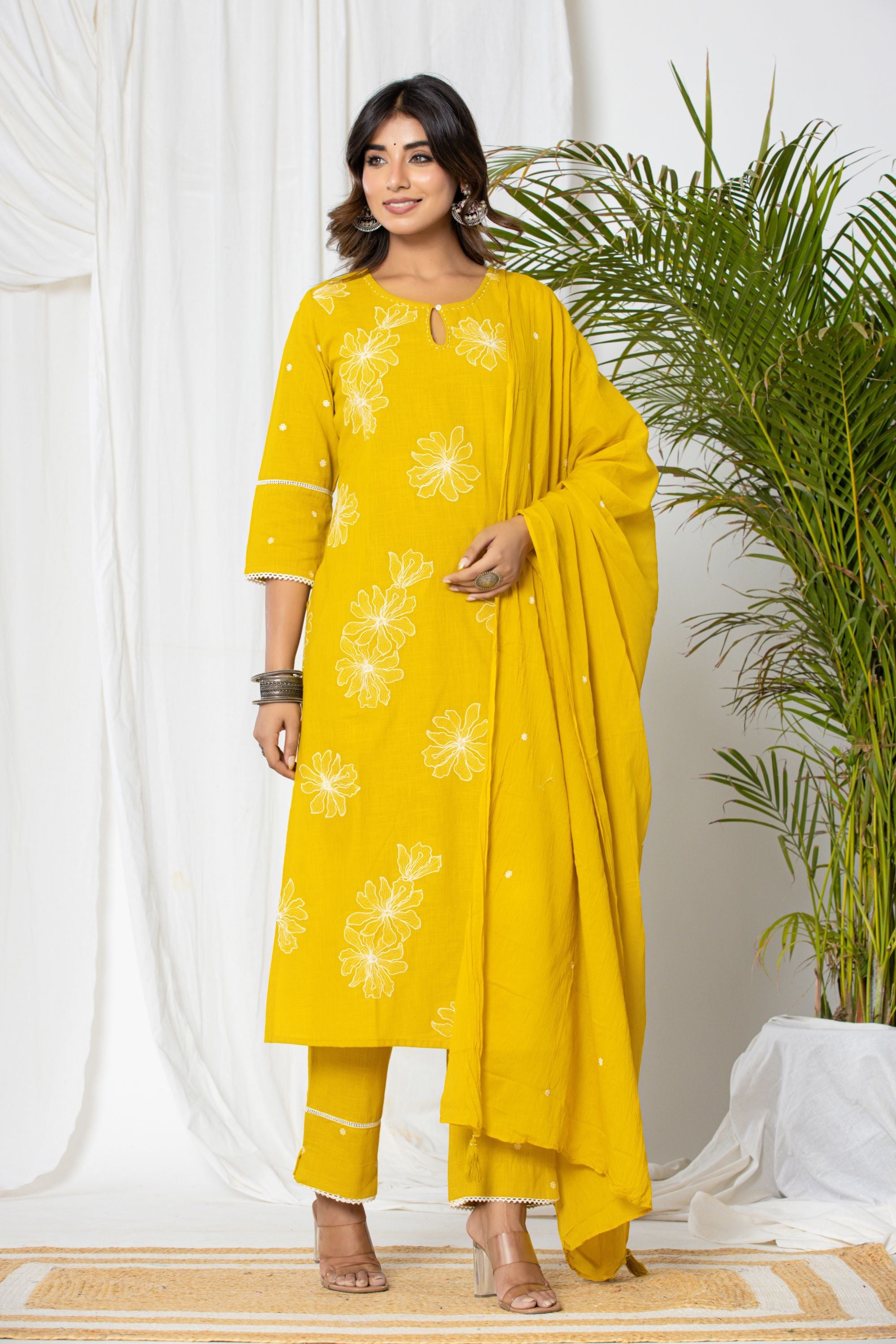 Gold Yellow Linen Suit Set