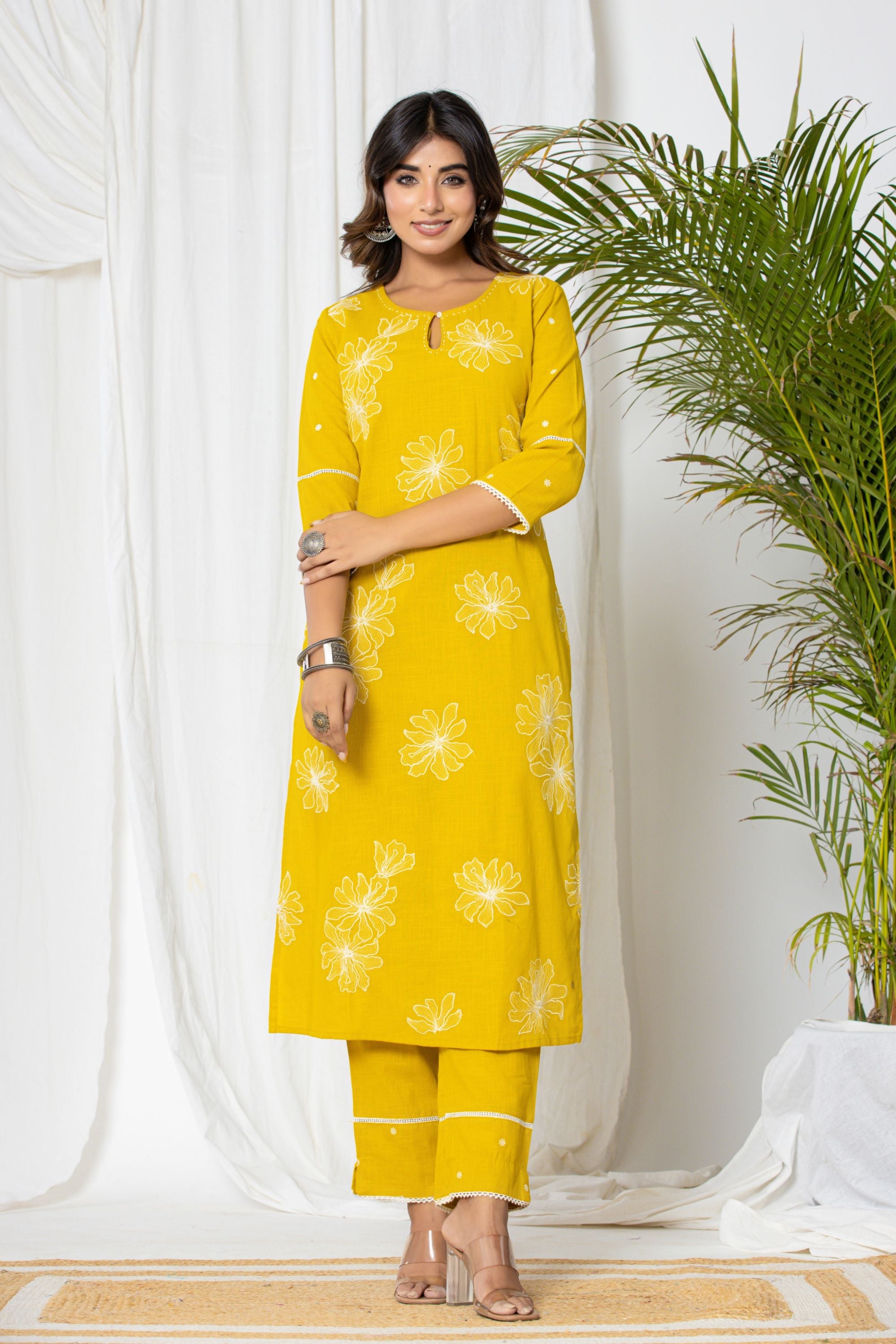 Gold Yellow Linen Suit Set