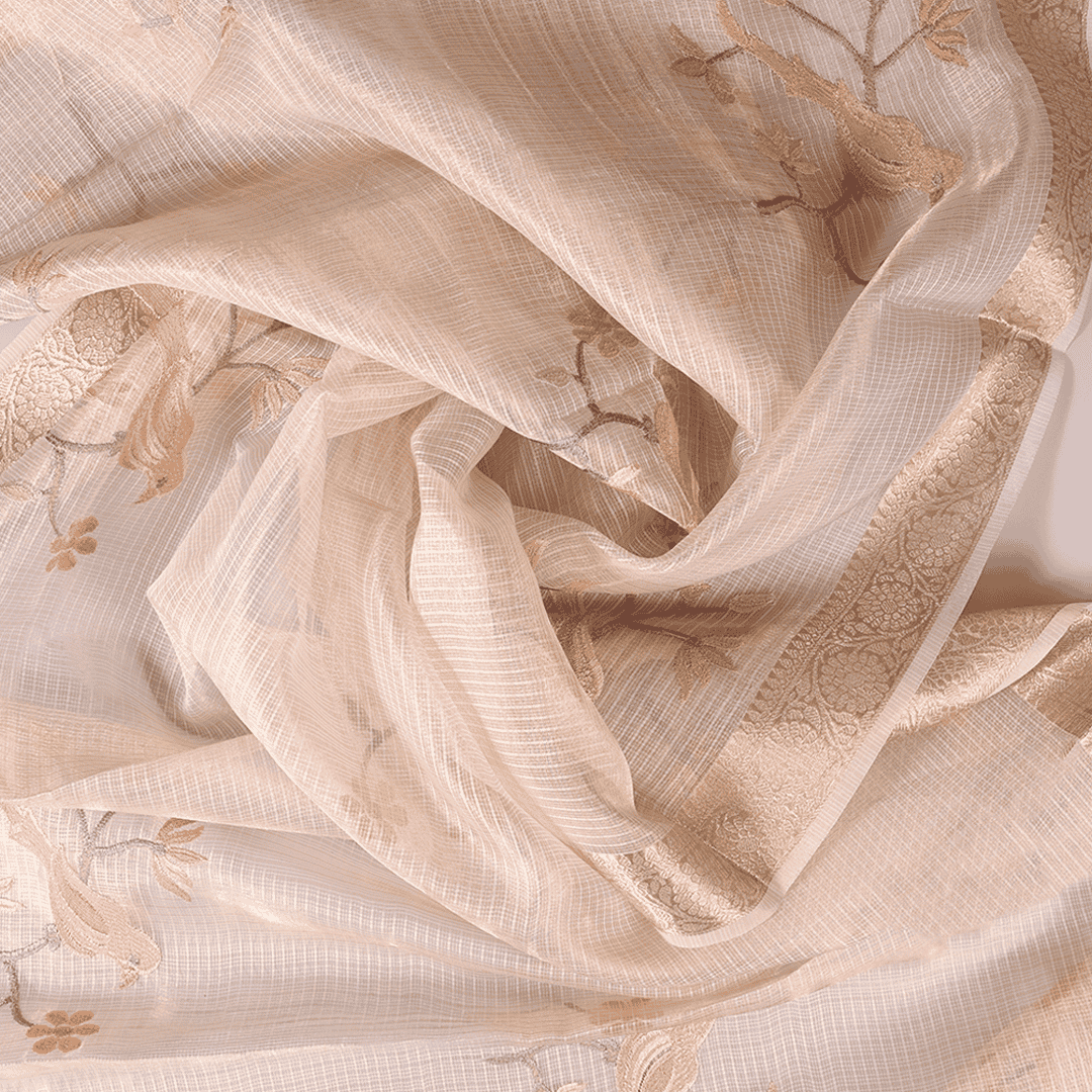 Golden Tissue Embroidered Unstitched Suit Set