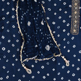 Blue Crepe Bandhani Unstitched Salwar Unstitched Suit