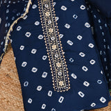 Blue Crepe Bandhani Unstitched Salwar Unstitched Suit