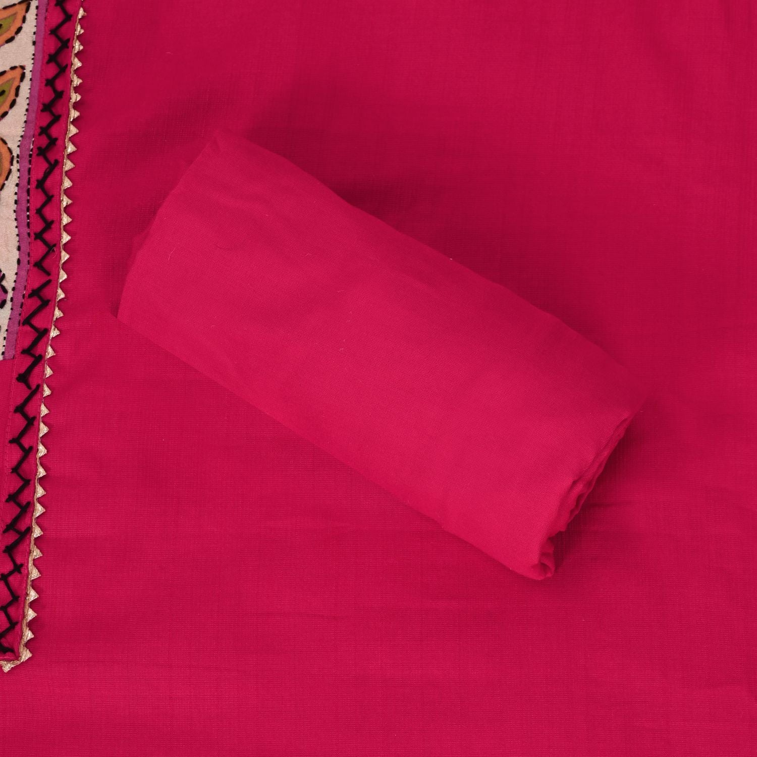 Gulabi Pink Phulkari Dupatta Cotton Unstitched Salwar Suit