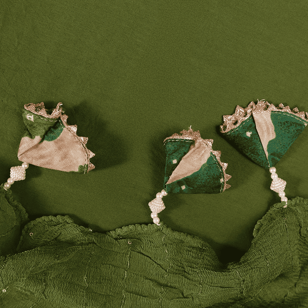 Hariyali Teej Leheriya Cotton Unstitched Suit Set