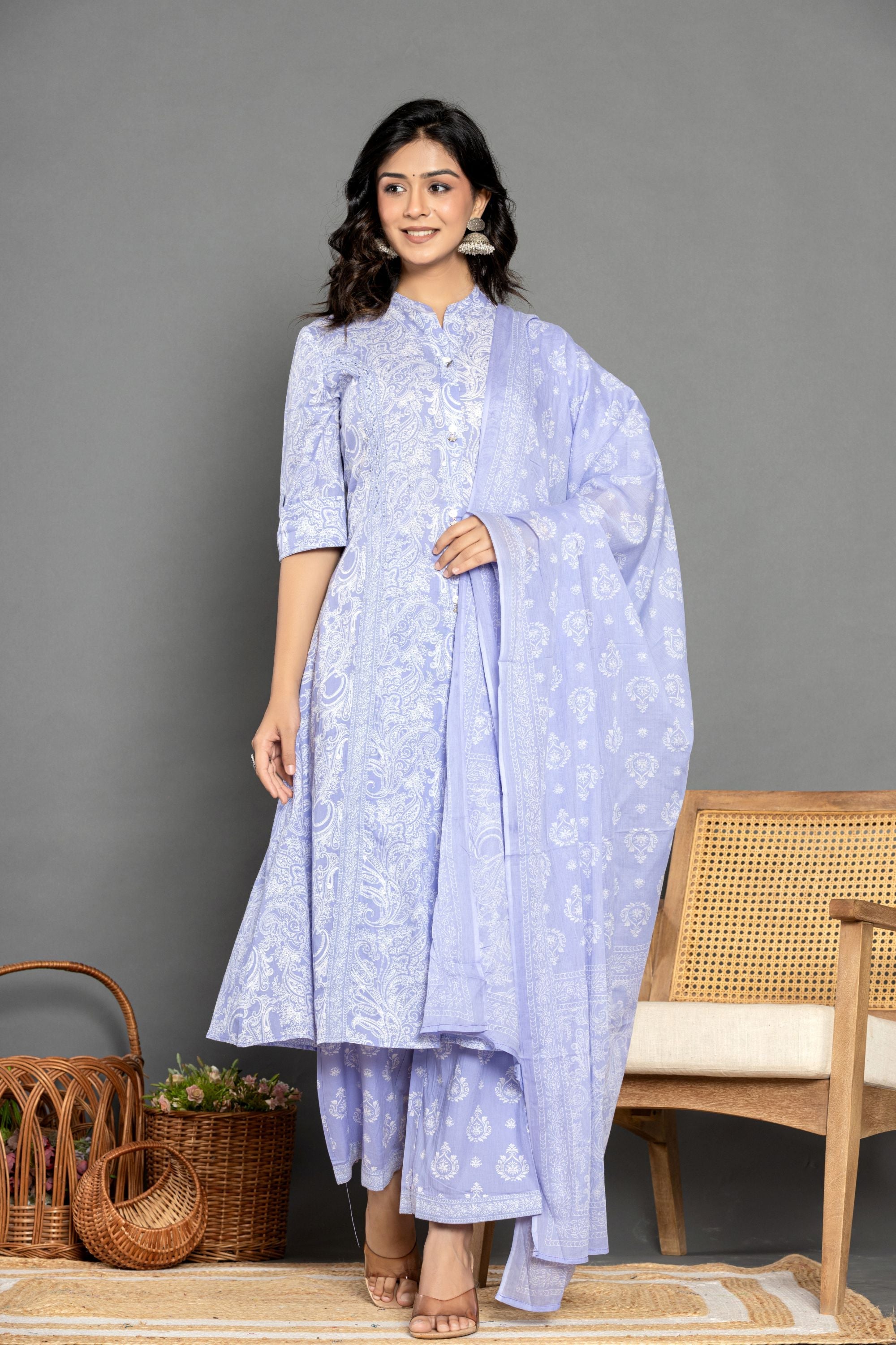 Heather Purple A Line Suit Set
