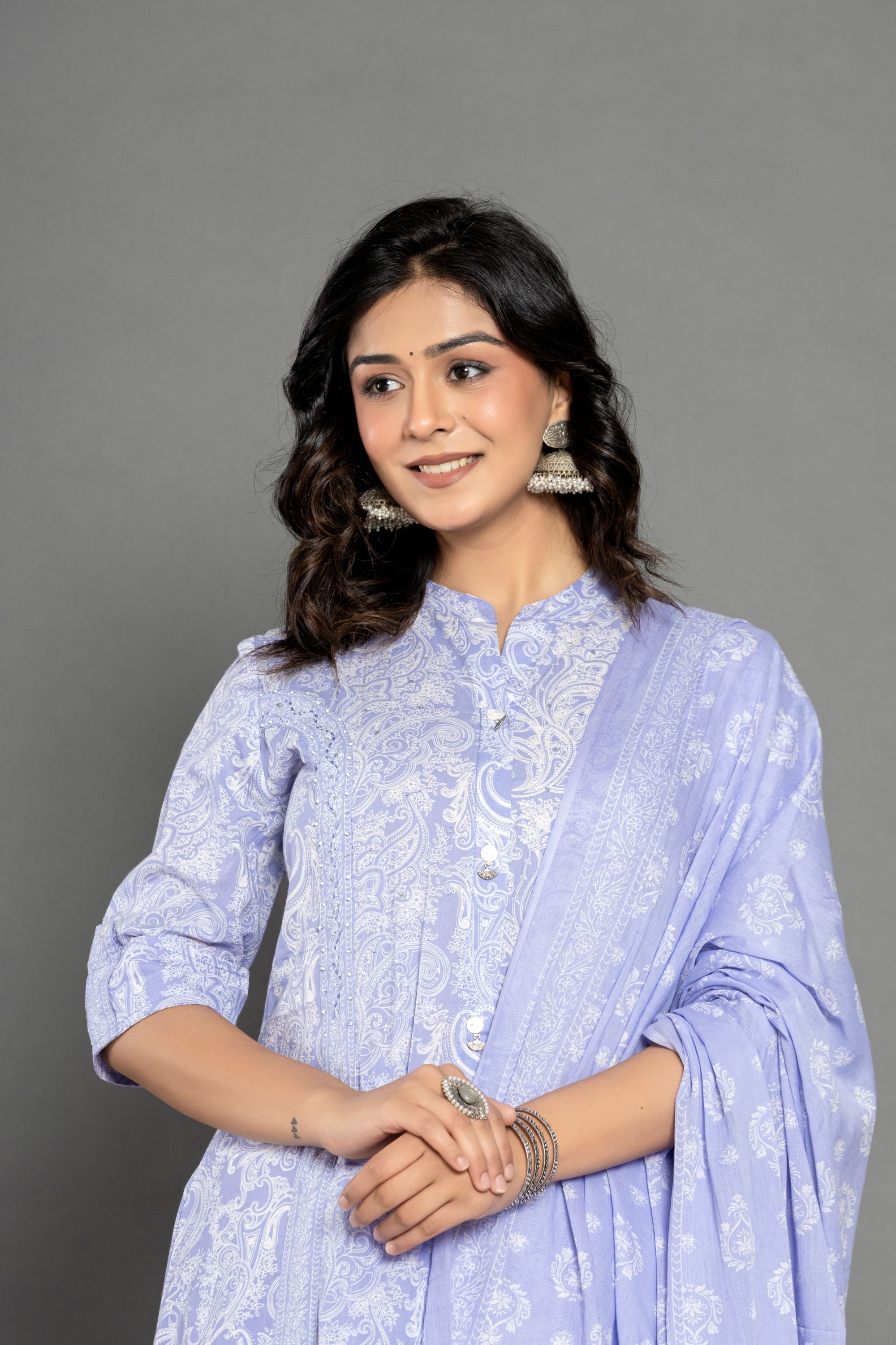 Heather Purple A Line Suit Set