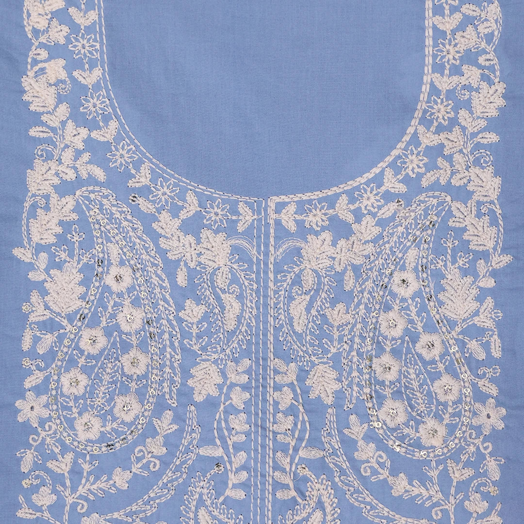 IceBerg Blue Embroidered Cotton Unstitched Suit Set