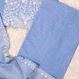 IceBerg Blue Embroidered Cotton Unstitched Suit Set