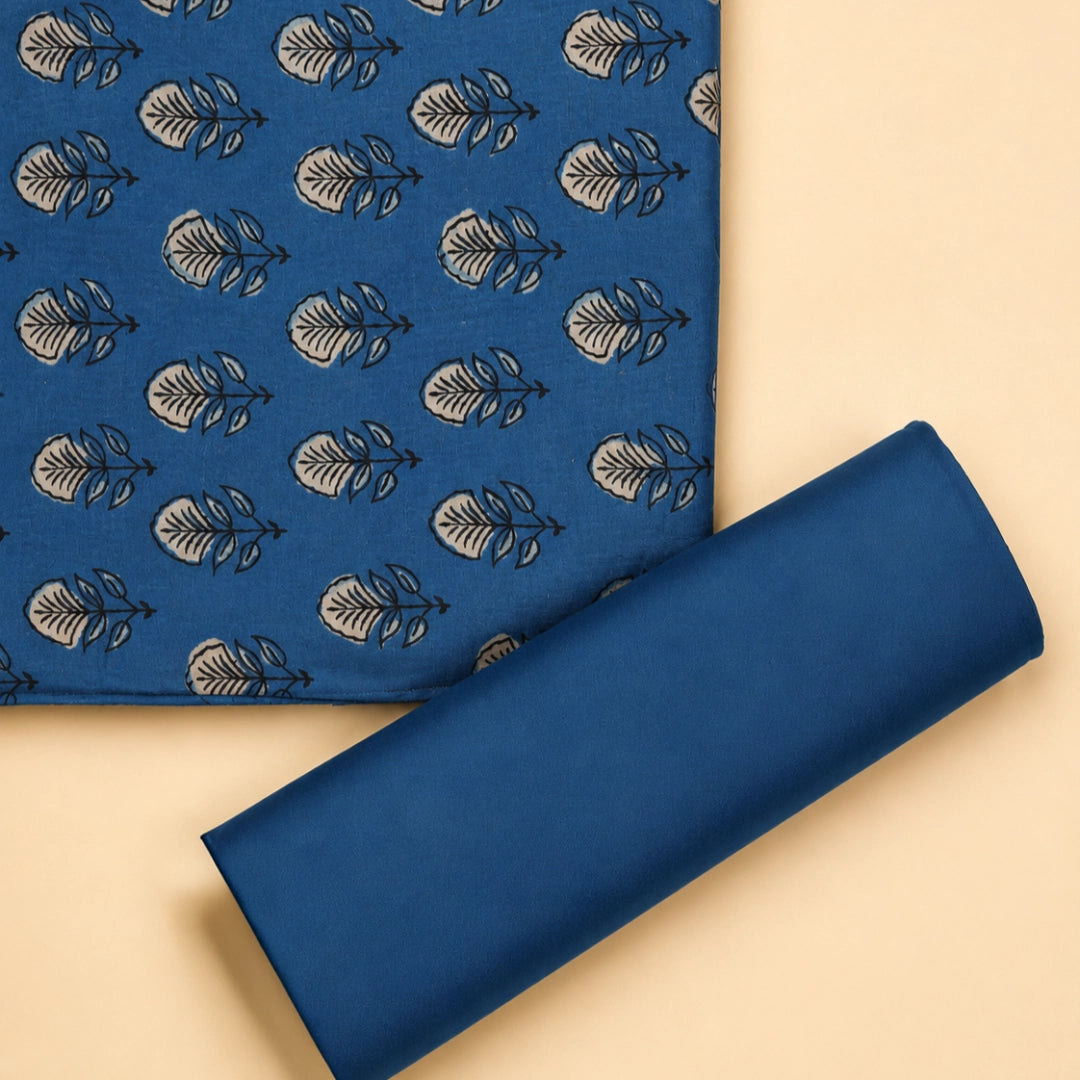 Indigo Blue Maheshwari SilkUnstitched Suit Set