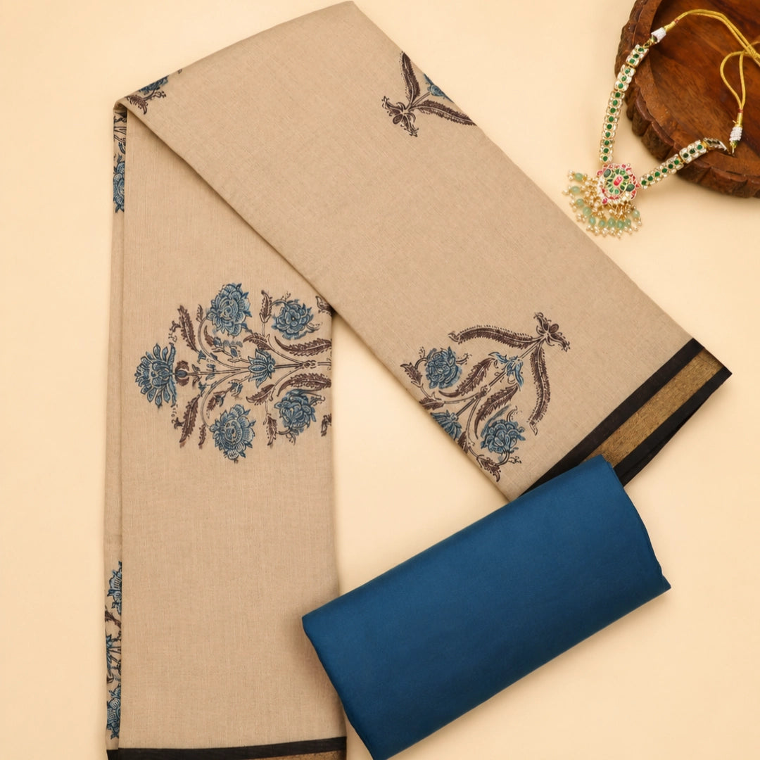 Indigo Blue Maheshwari SilkUnstitched Suit Set