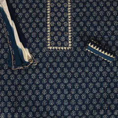 Indigo Dabu Print Cotton Unstitched Salwar Suit